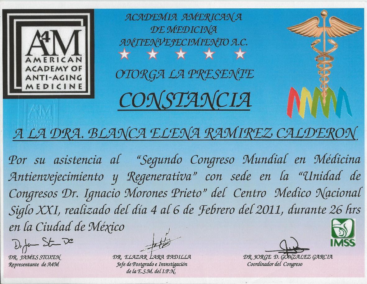 Diploma - Dra. Blanca Elena Ramírez
